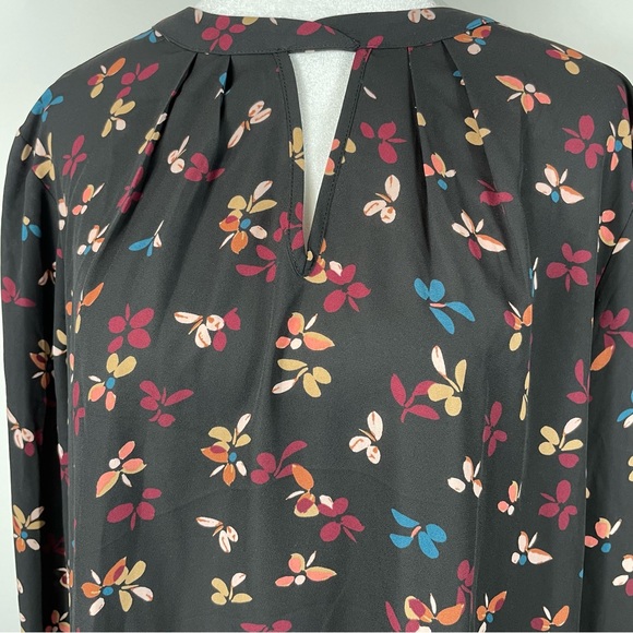 Maurice’s Black Floral Long Sleeve Blouse With Keyhole Women’s Size XL - Picture 2 of 12